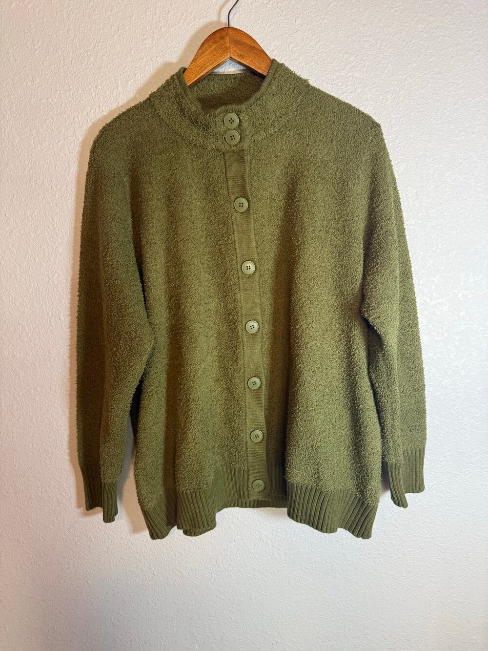 Les Serein Siona Sherpa Sweater Jacket Olive Women’s 2X NWT